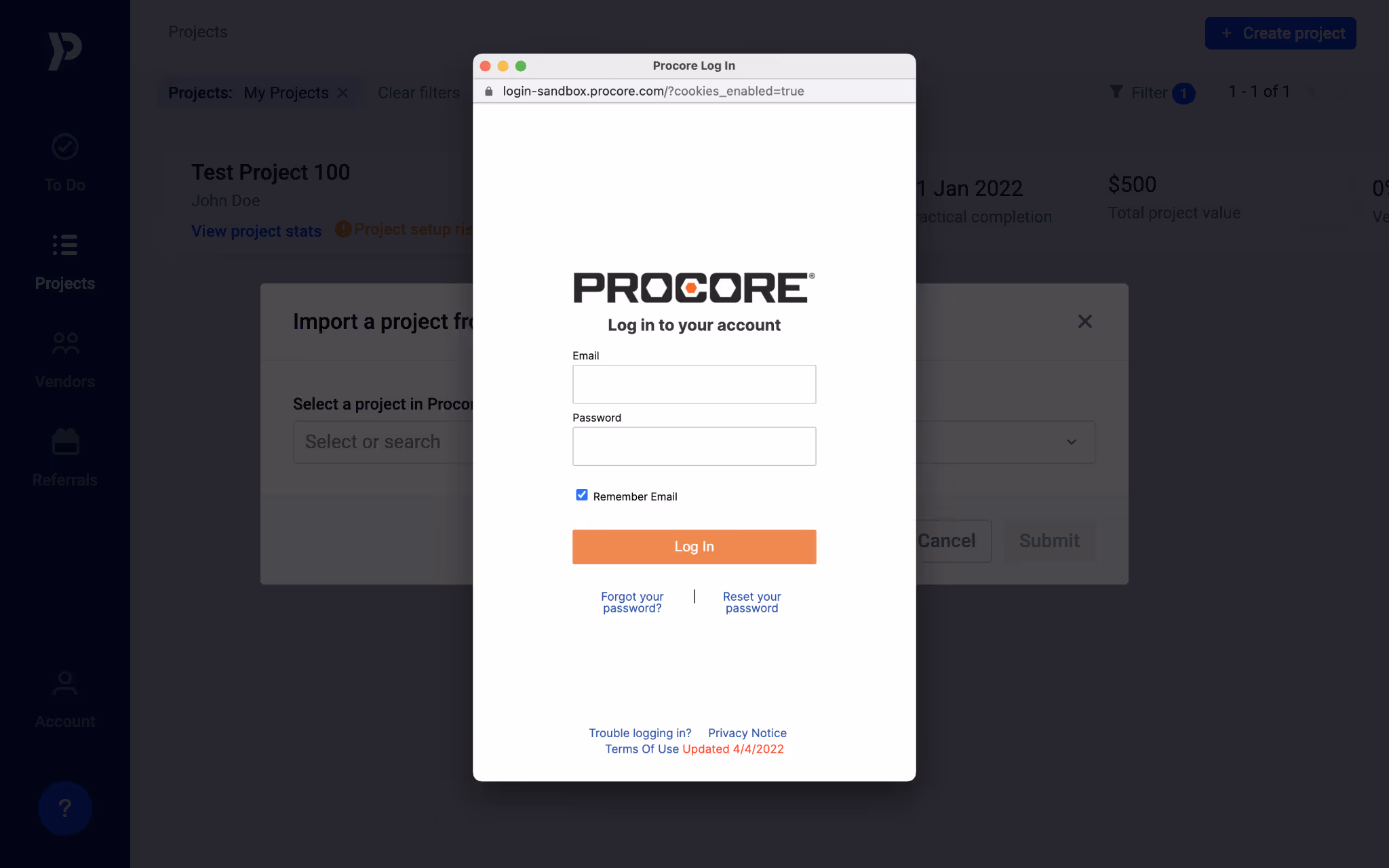 Login to Source System
