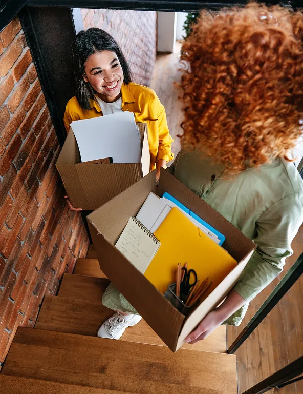 moving boxes and folders