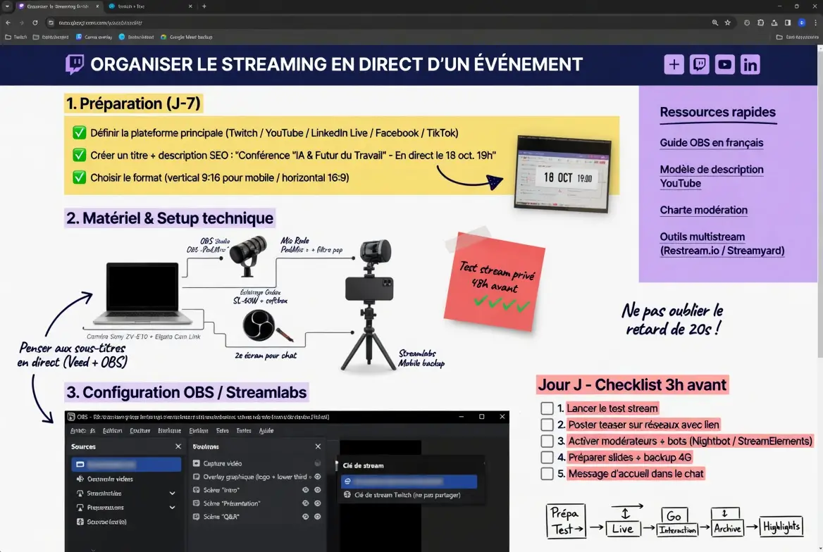 les éléments à organiser avant l'évènement