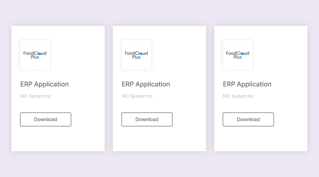 Microsoft marketplace placement before the NIC Systems identity, using the FoodCloudPlus logo as a placeholder
