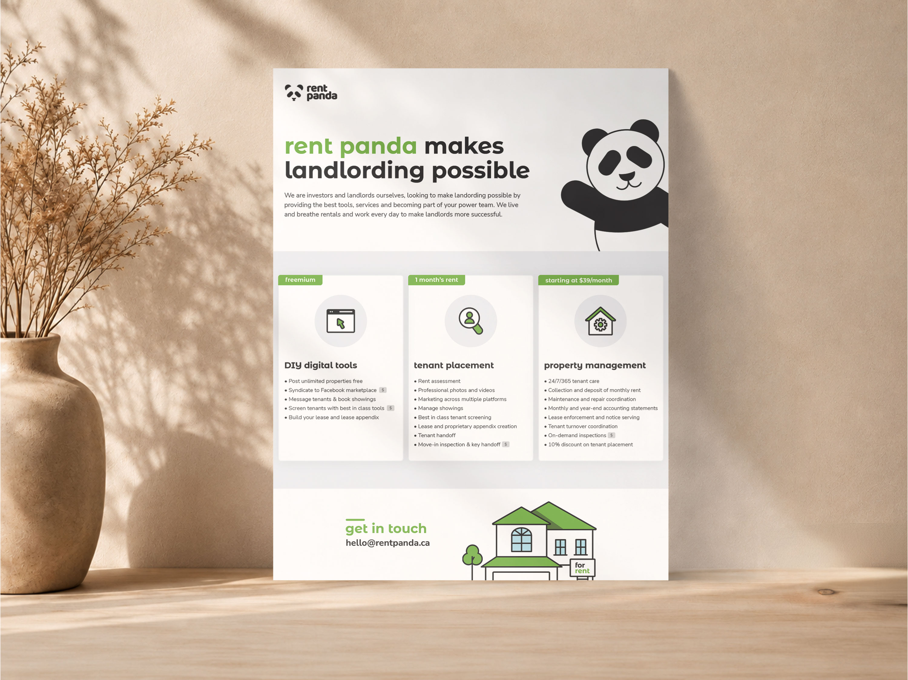 Rent Panda one-pager design