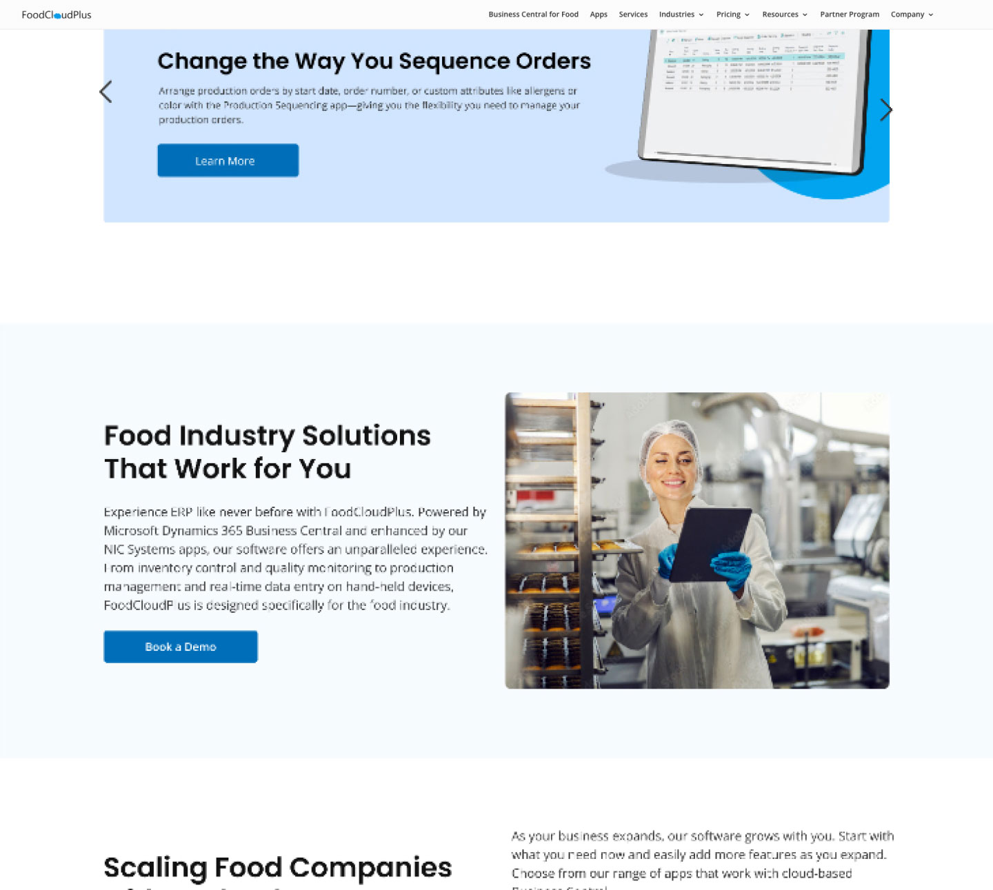 First FoodCloudPlus homepage pass with heavier use of blue