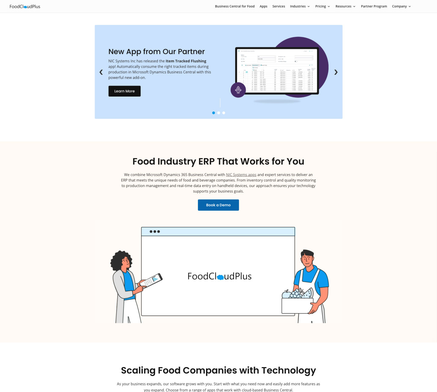 Refined FoodCloudPlus homepage with a more balanced use of brand colours