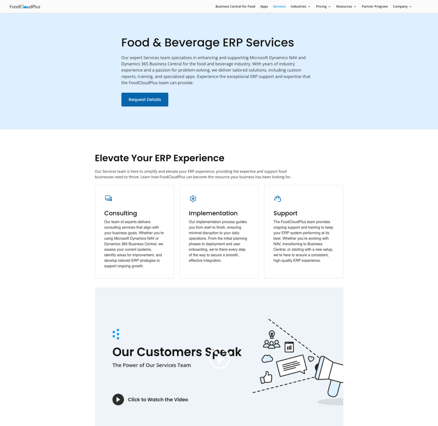 FoodCloudPlus redesigned service page