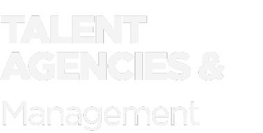 Text reading 'TALENT AGENCIES & Management' in bold and regular fonts on a black background.
