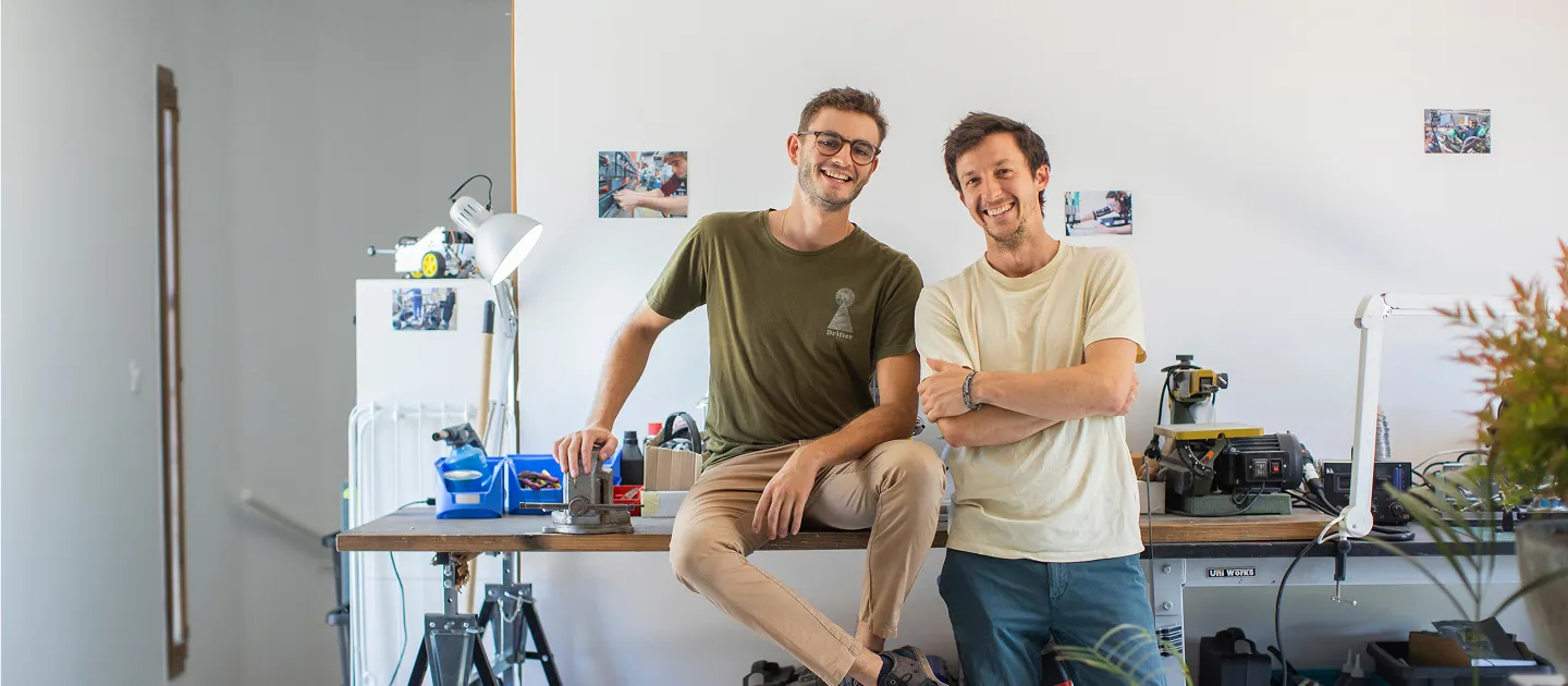 Léo Childéric et Rémi D'Agostino dans l'atelier Epikraft