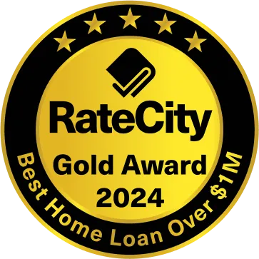 Rate city gold award 2024 Best Home Loan over $1m award badge