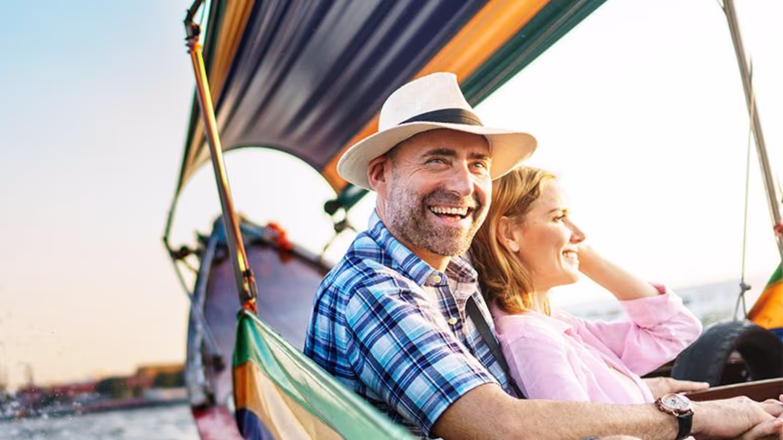 Couple sitting on a boat 