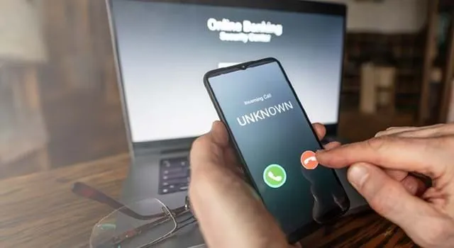 Phone screen showing unknown caller