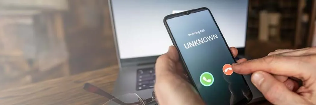 Phone showing Unknown caller