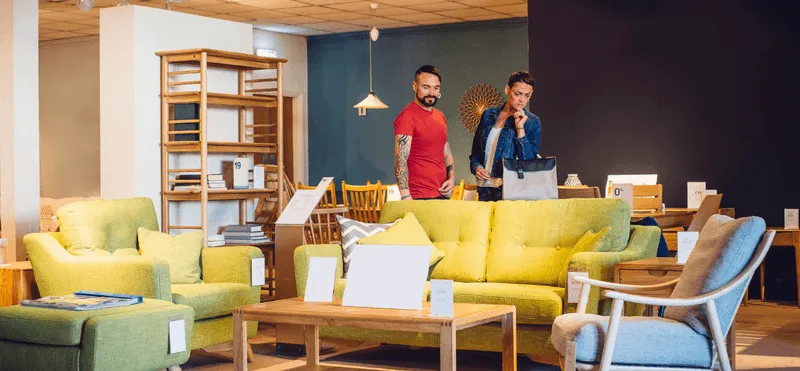 Couple furniture shopping