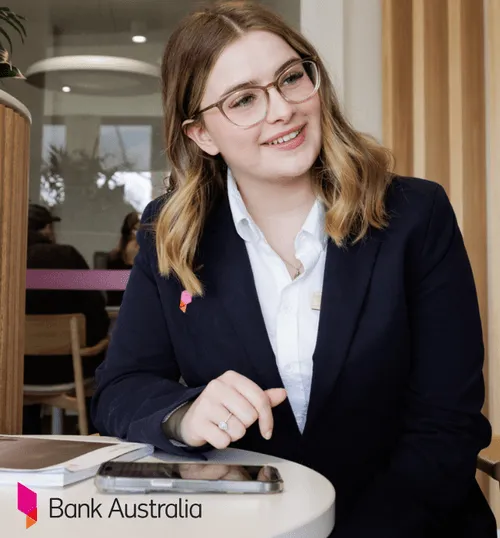 Bank Australia staff member in branch