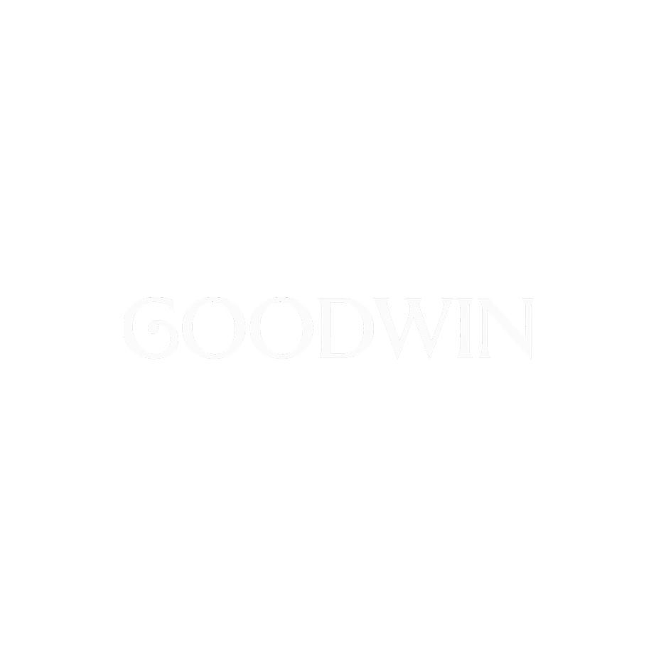 Goodwin brand name in stylized white font on black background.