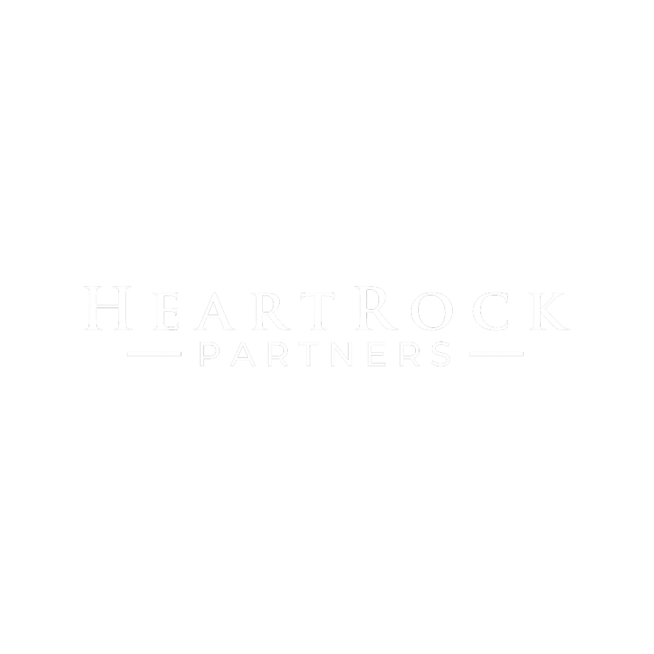 HeartRock Partners logo with white text on a black background.