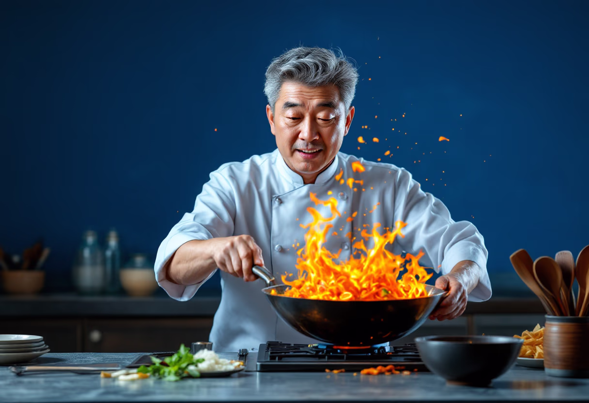 image of chef in the kitchen (for a chinese restaurant)