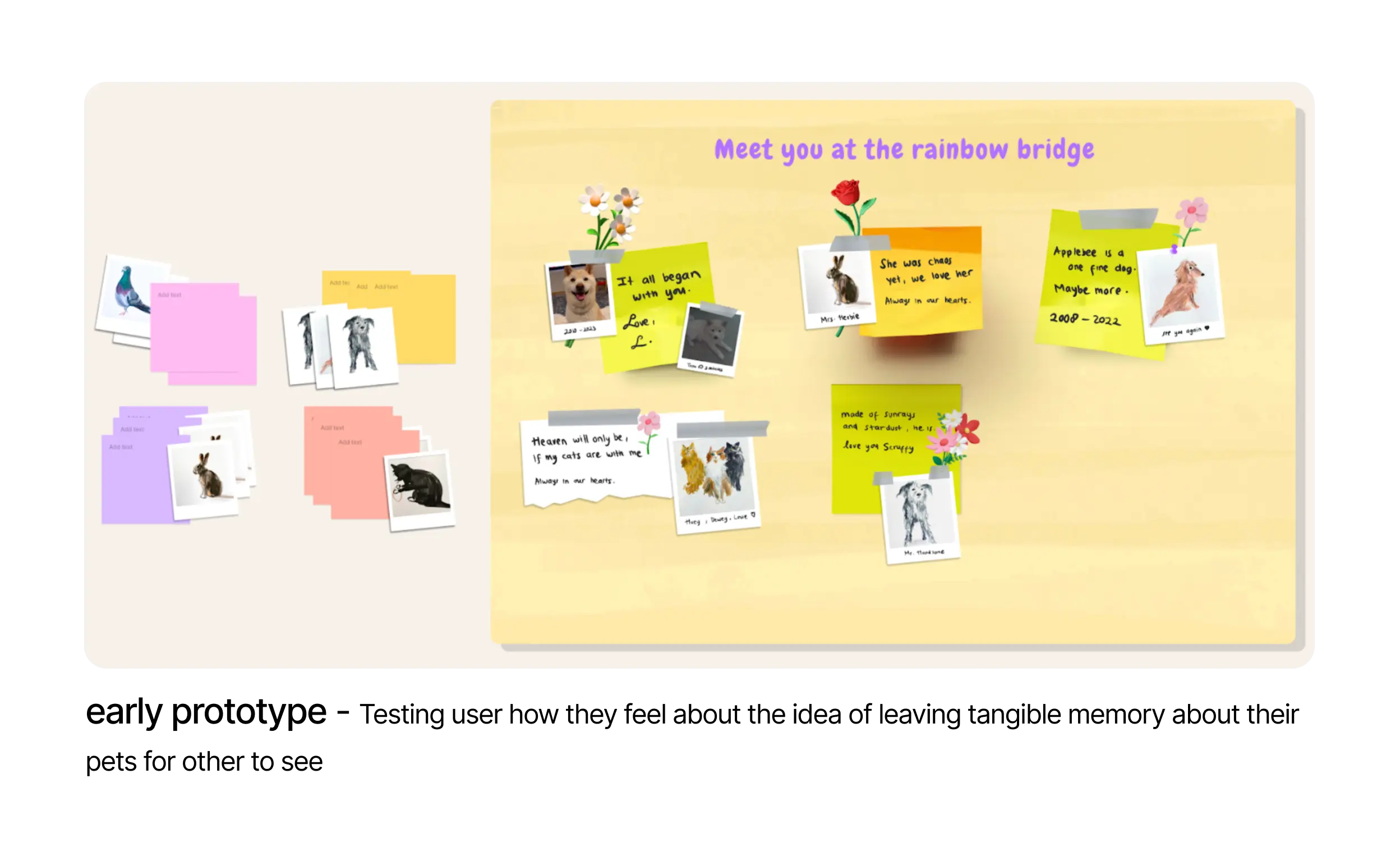 First prototype of this project, users leave notes about their pets for other to see (low-fidelity)