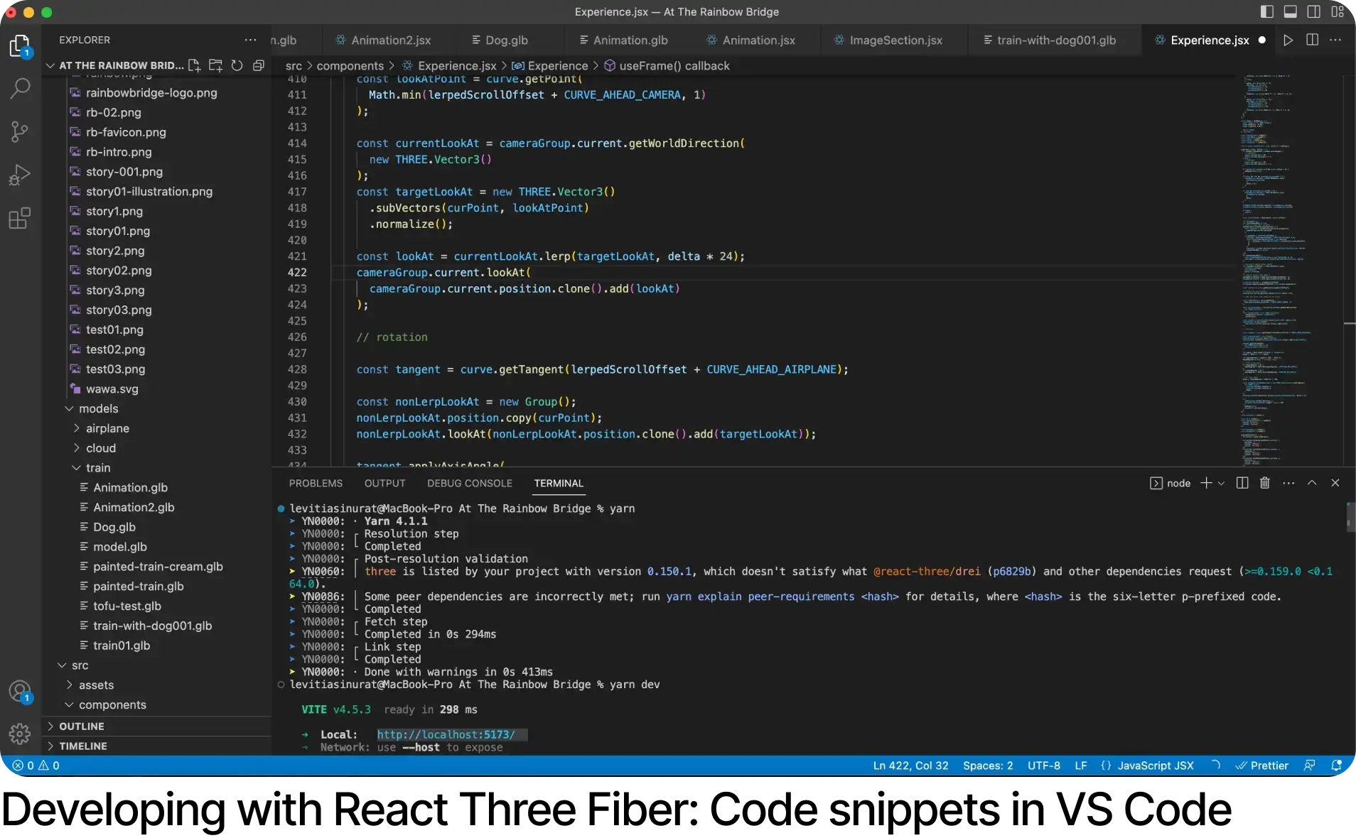 Developing with React Three Fiber: Code snippets in VS Code