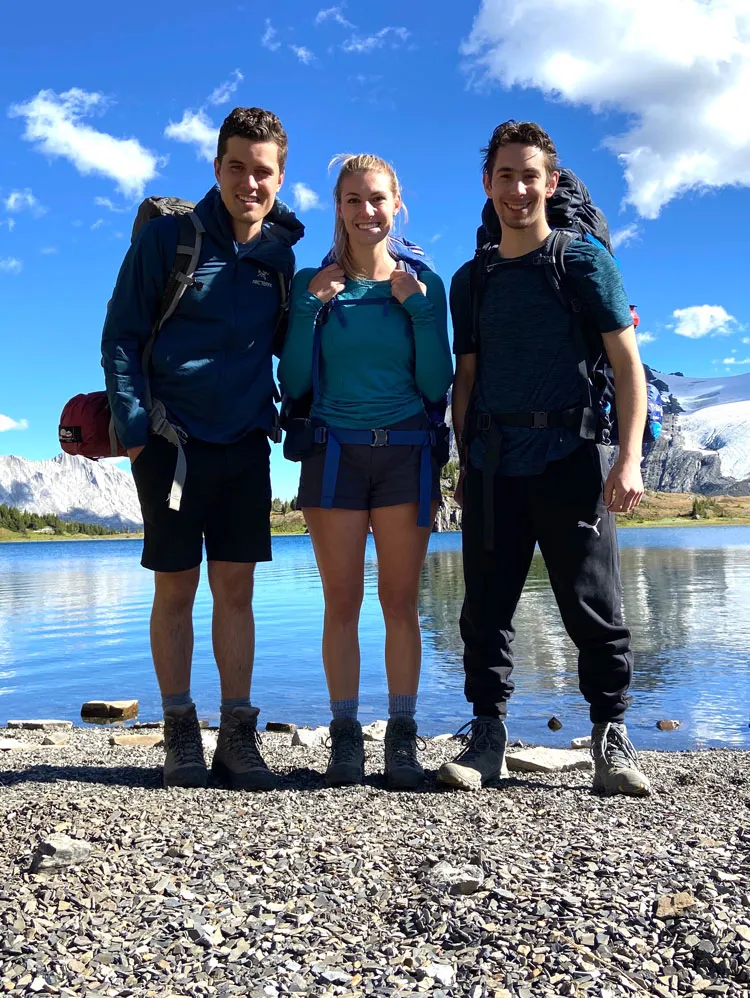 thomas and logan with stephanie hiking