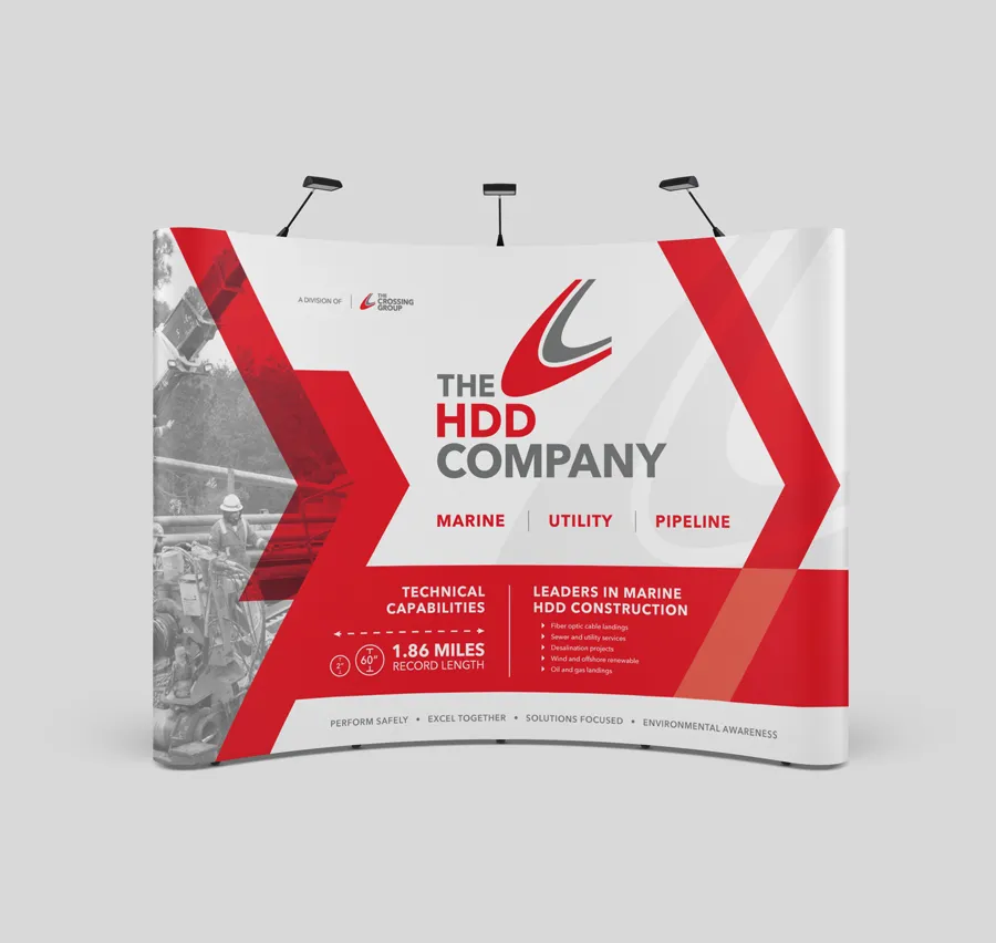 a trade show banner made for the crossing group to showcase their services