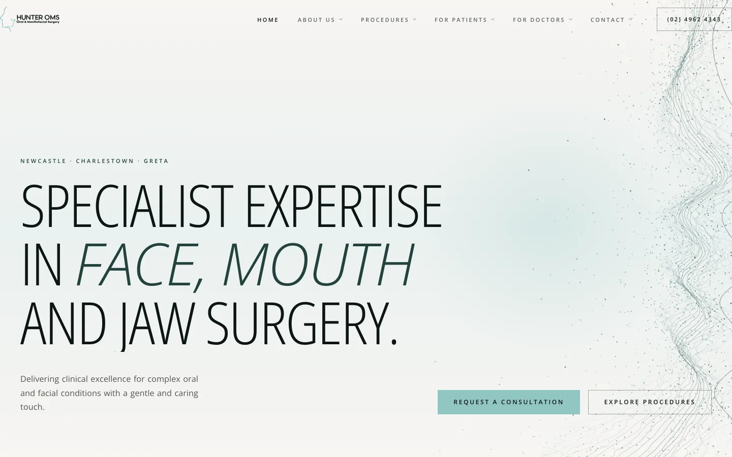 Hunter Oral & Maxillofacial Surgery website homepage