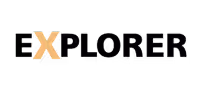 Explorers-Logo mit stilisiertem goldenem X und schwarzem Schriftzug.