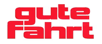 Logo mit dem Schriftzug 'gute Fahrt' in roter, fetter Schrift.