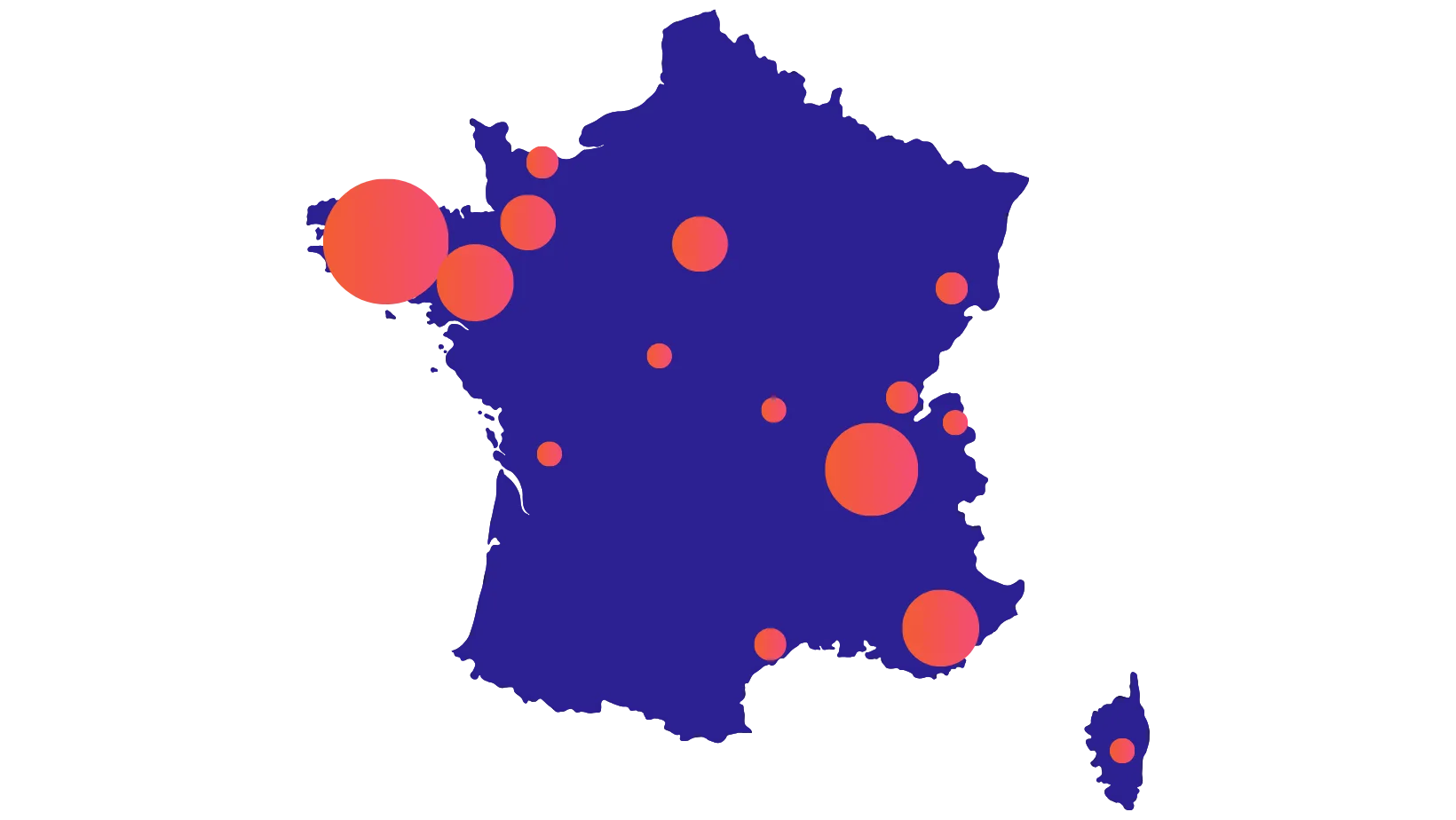 Visuel de nos implantations en France