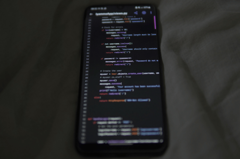 A smartphone screen displayed, symbolizing cross-platform mobile app development and responsive design workflows.
