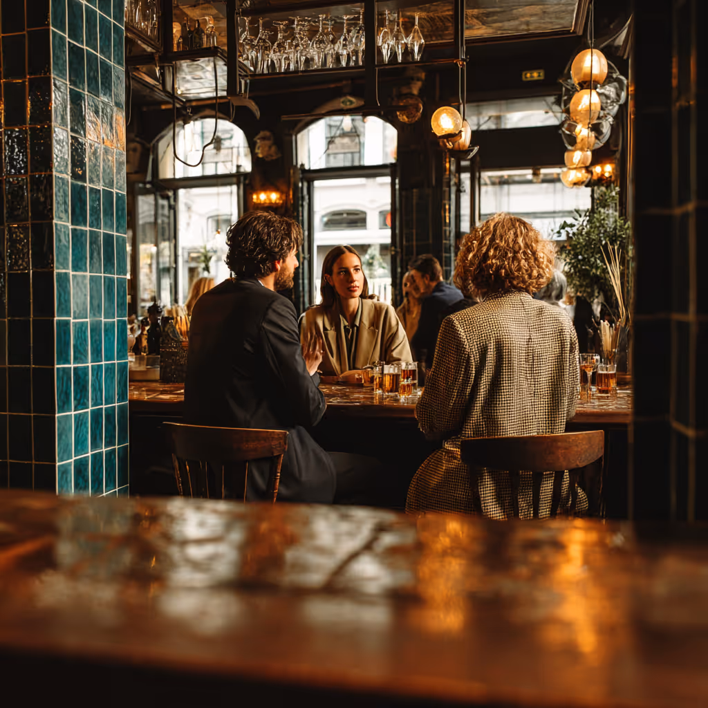 A business meeting at the cafe.