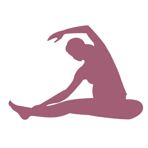 Icon einer Frau in seitlicher Dehnung – Symbol für Beweglichkeit und Achtsamkeit im Yoga.