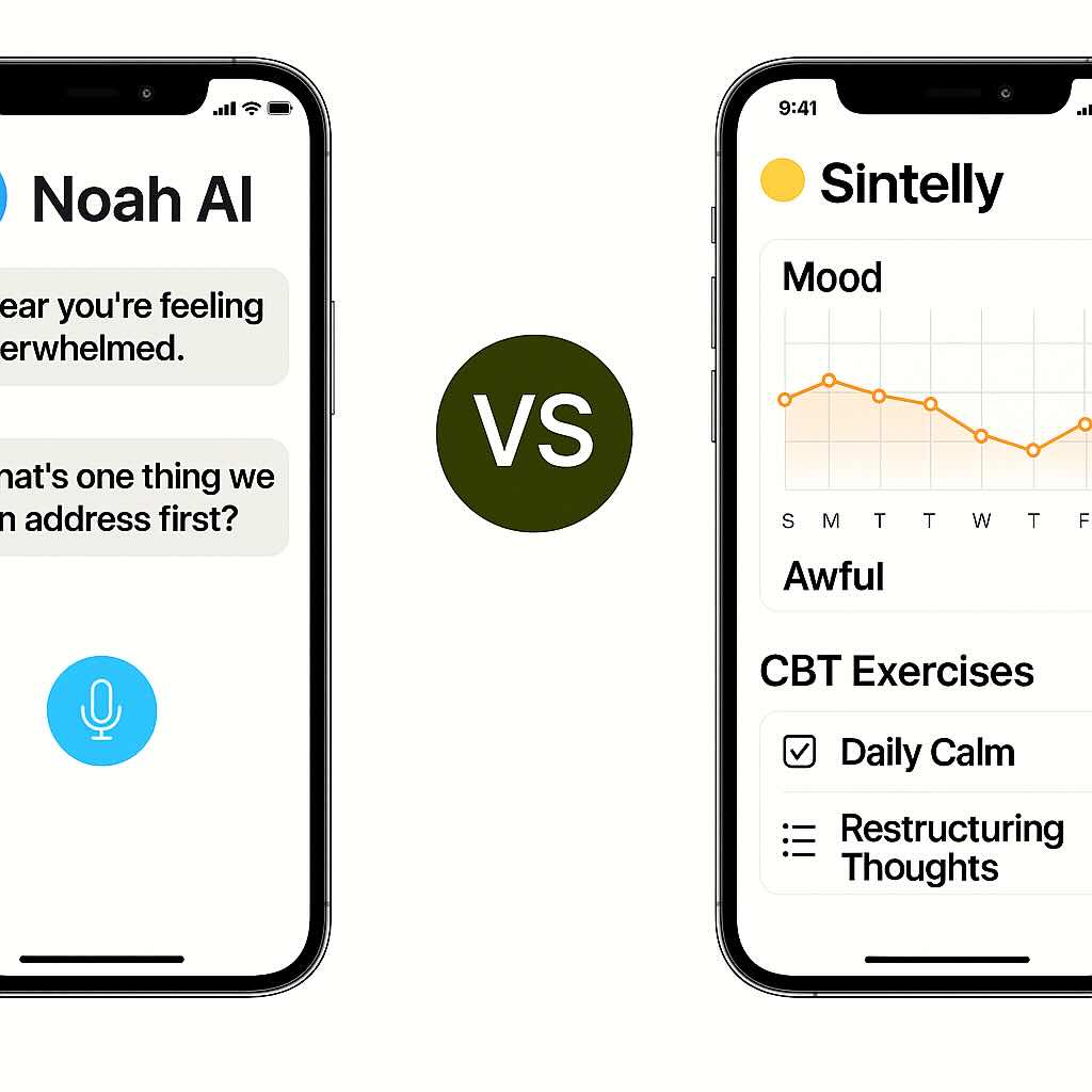 Noah AI vs Sintelly: AI Therapist Champion or Comprehensive CBT Companion?