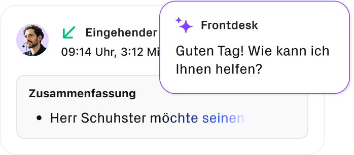 Die Zusammenfassung eines Anrufs wird angezeigt.
