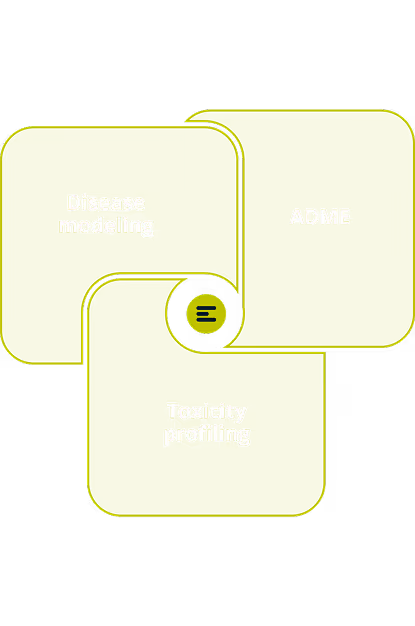 Overlapping light green rectangles with a small green circular logo