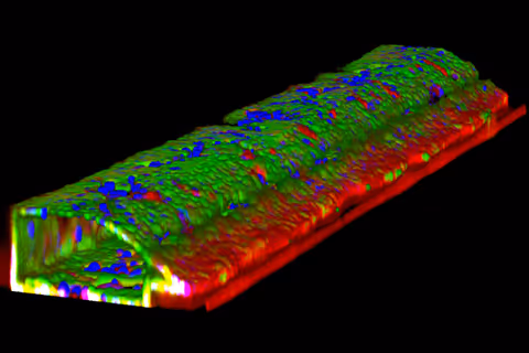 Colorful thermal imaging of elongated object with vibrant heat distribution