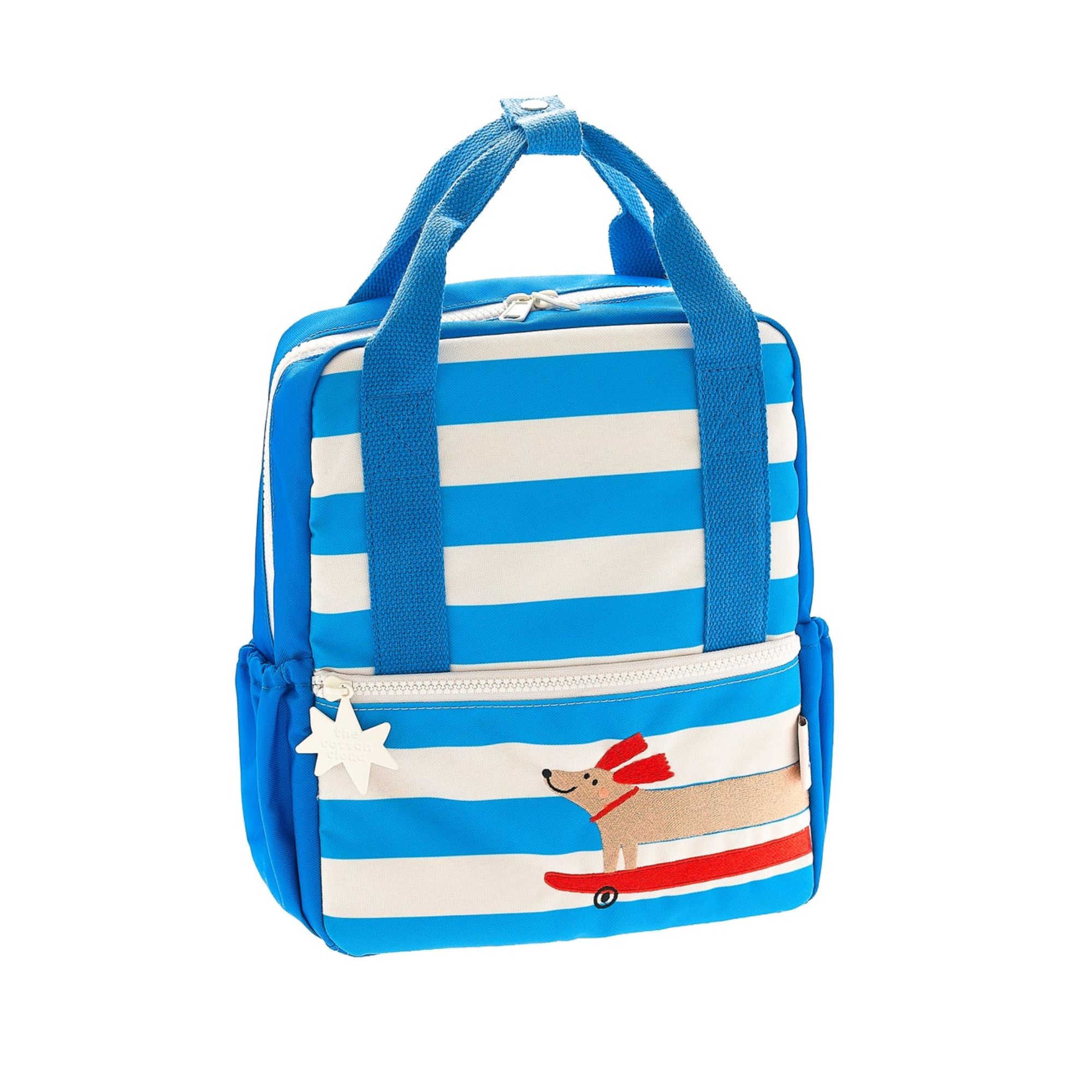 Rugzak van The Cotton Cloud blauw met wit en hond