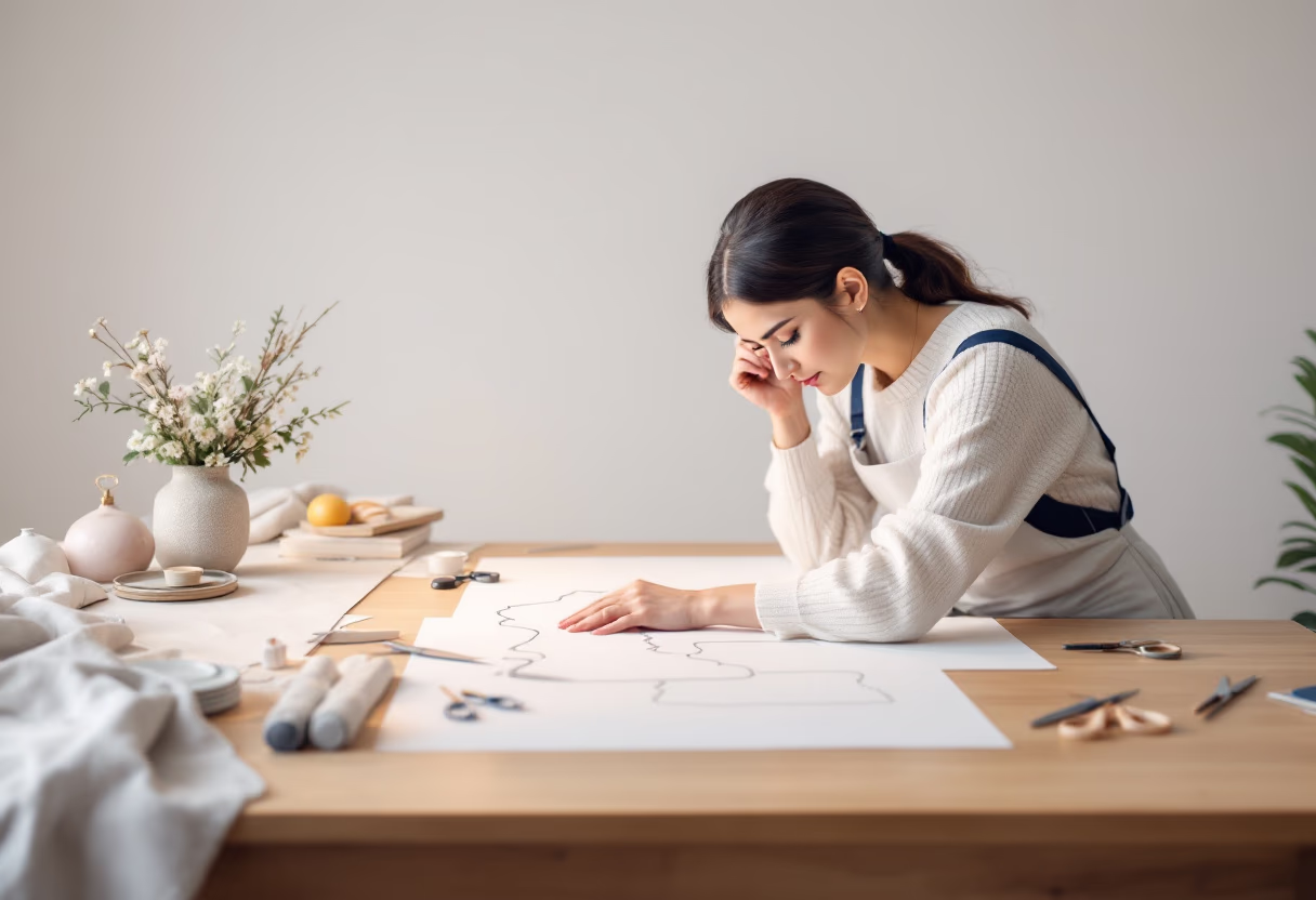 image of tailor drafting patterns