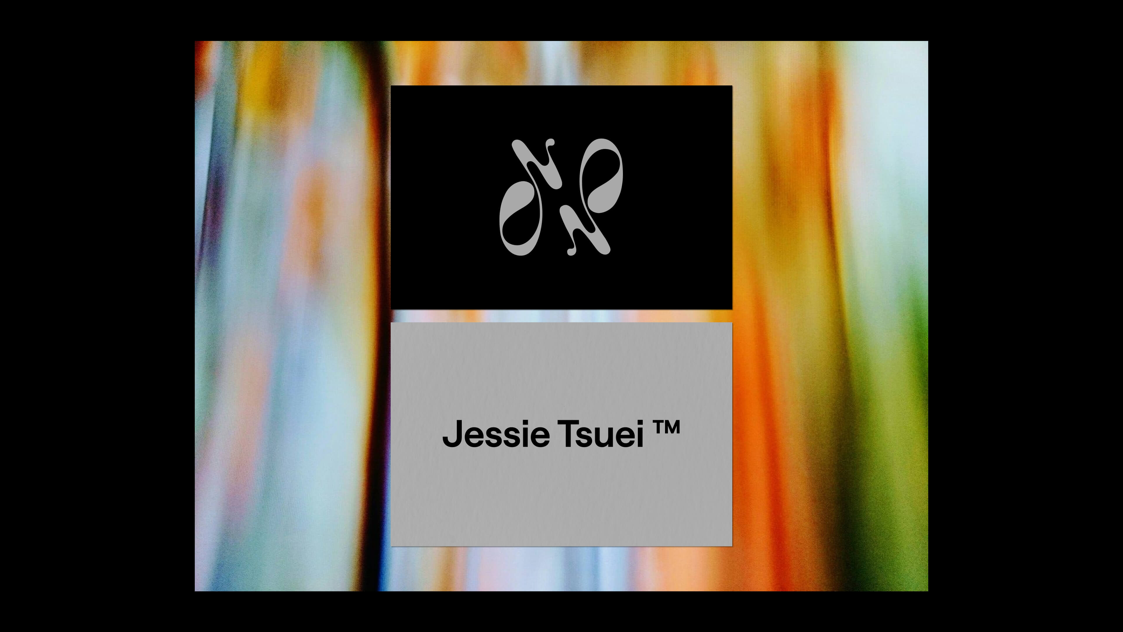 two sides of business cards on a colourful background