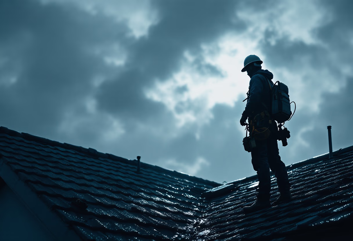 image of roofing contractor at work