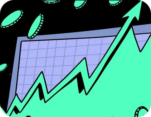 Chart with upward arrow and falling coins — symbol of financial growth and profit