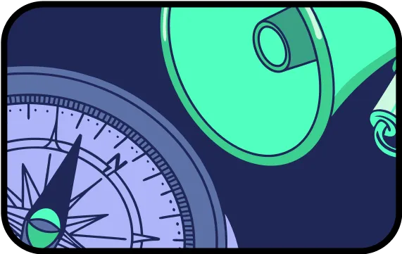 Illustration of a megaphone and compass — symbol of direction, strategy, and bold communication