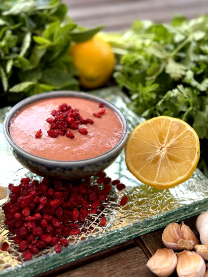 a bowl on NOTS Barberry Salad Dressing