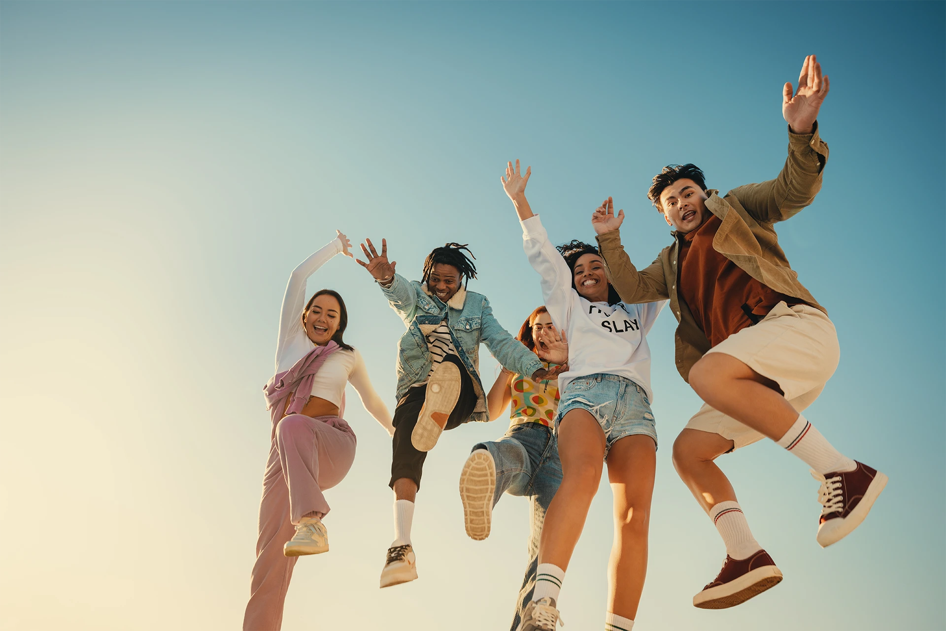 Young people celebrating together