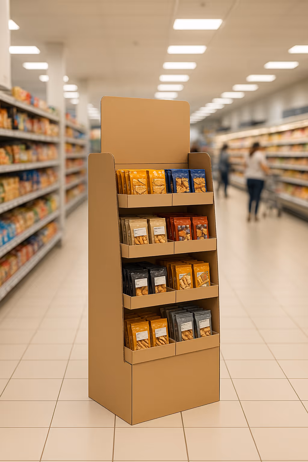 Cardboard Display in a Supermarket Meiya Stand