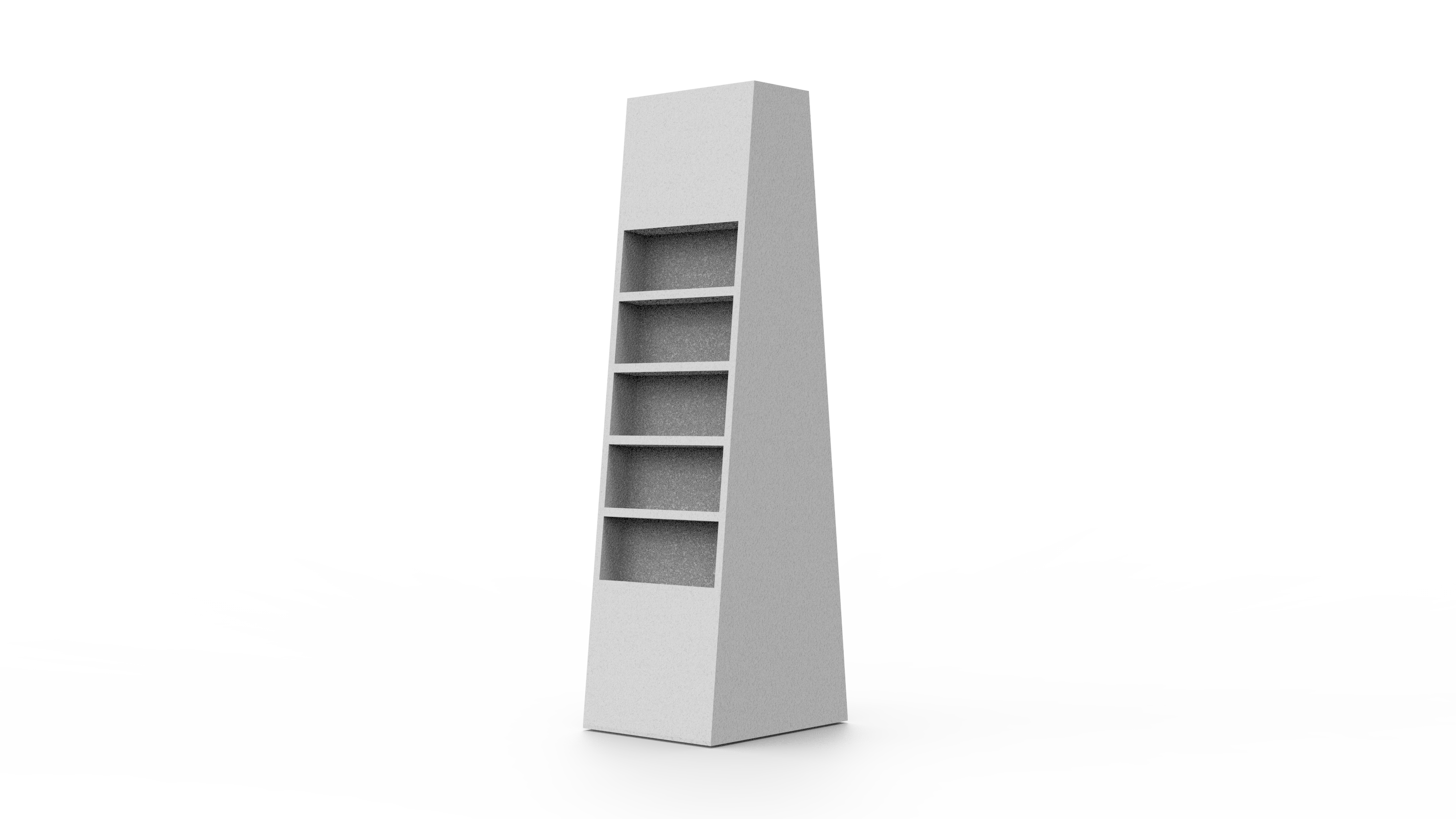 Trapezoidal Double-Sided Floor Display Stand side view  