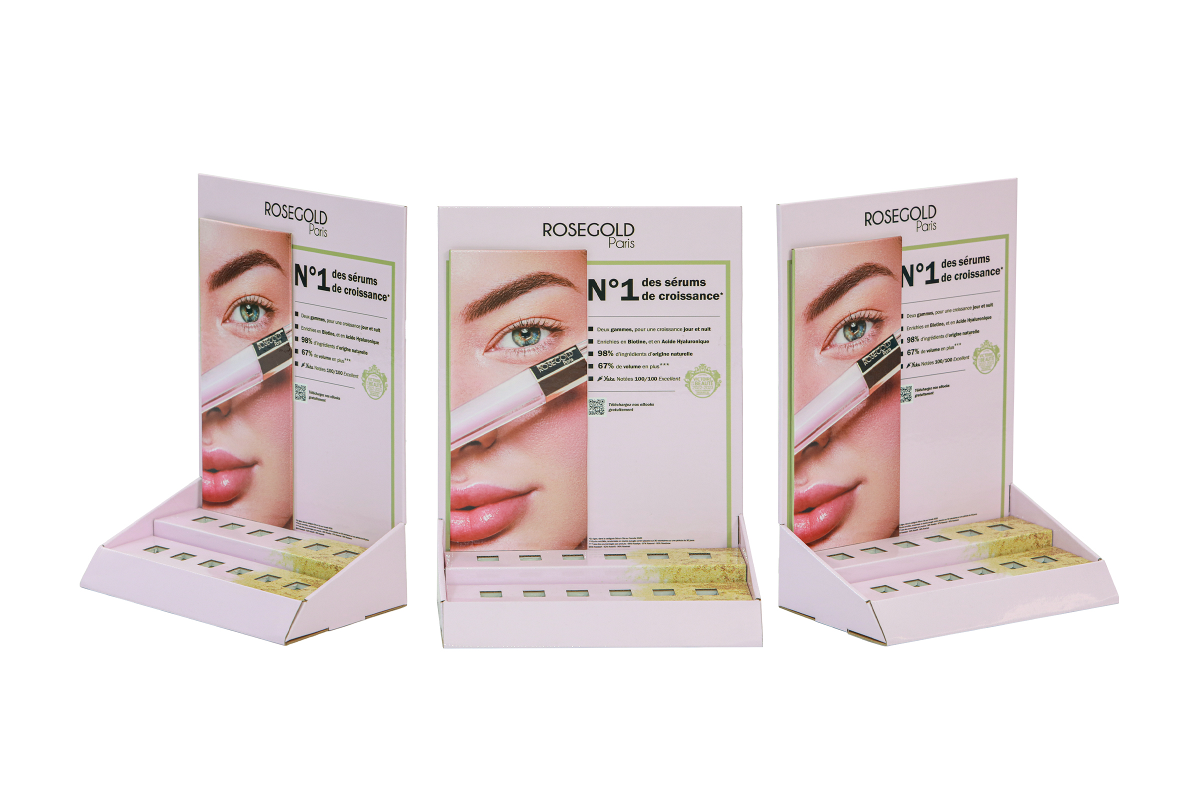 High-quality, easy-to-assemble display box for cosmetics