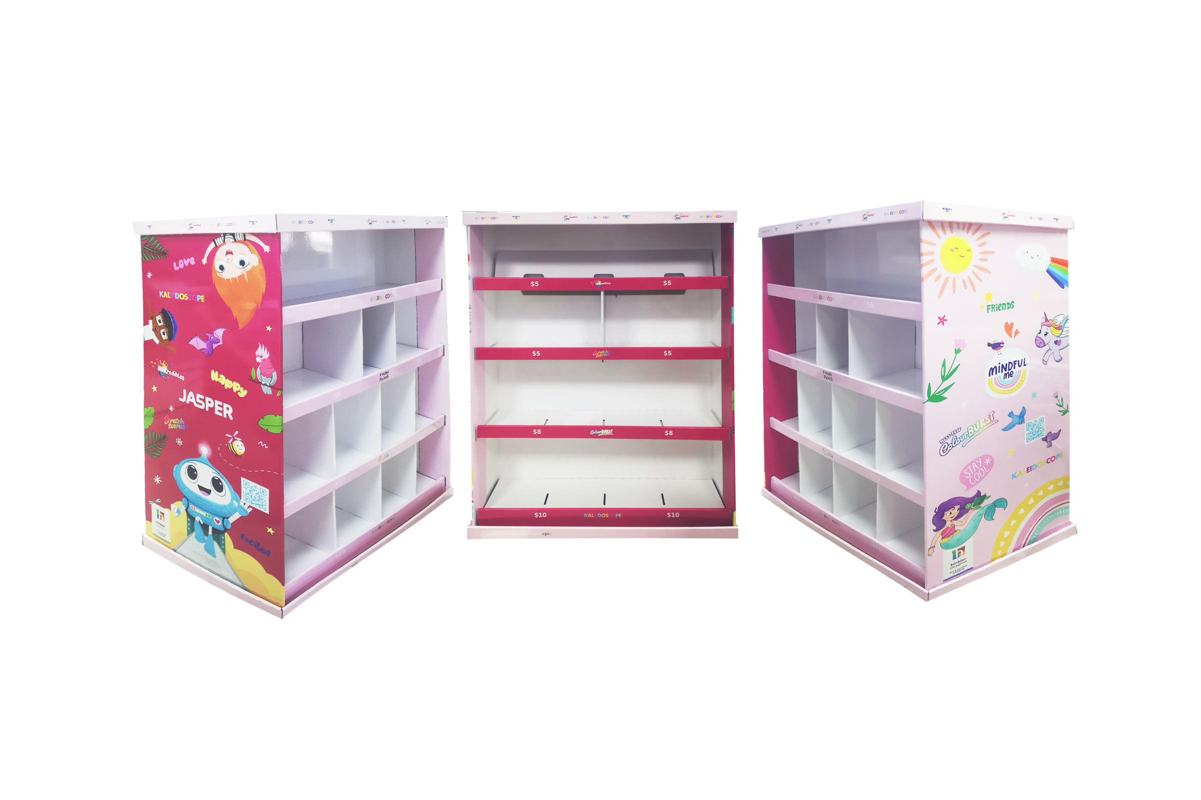 Hinkler Pink Four-Tier Irregular Compartment Pallet Display Rack