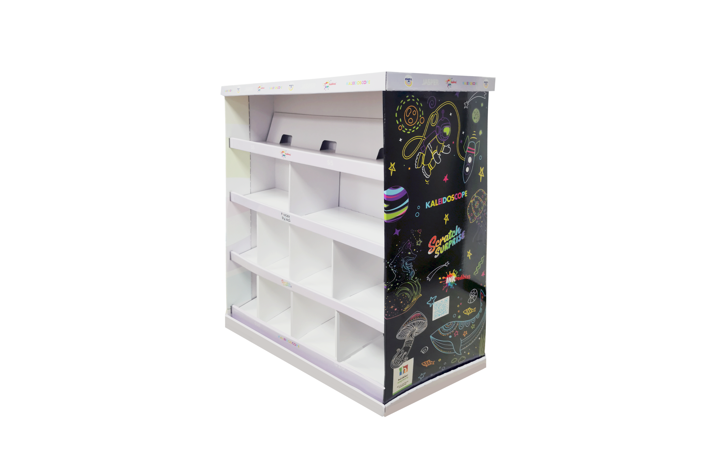Hinkler Black Four-Tier Irregular Compartment Pallet Display Rack