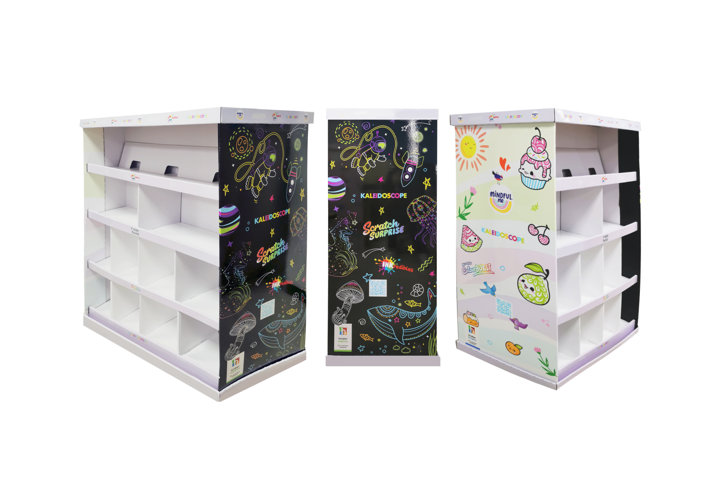 Hinkler Black Four-Tier Irregular Compartment Pallet Display Rack