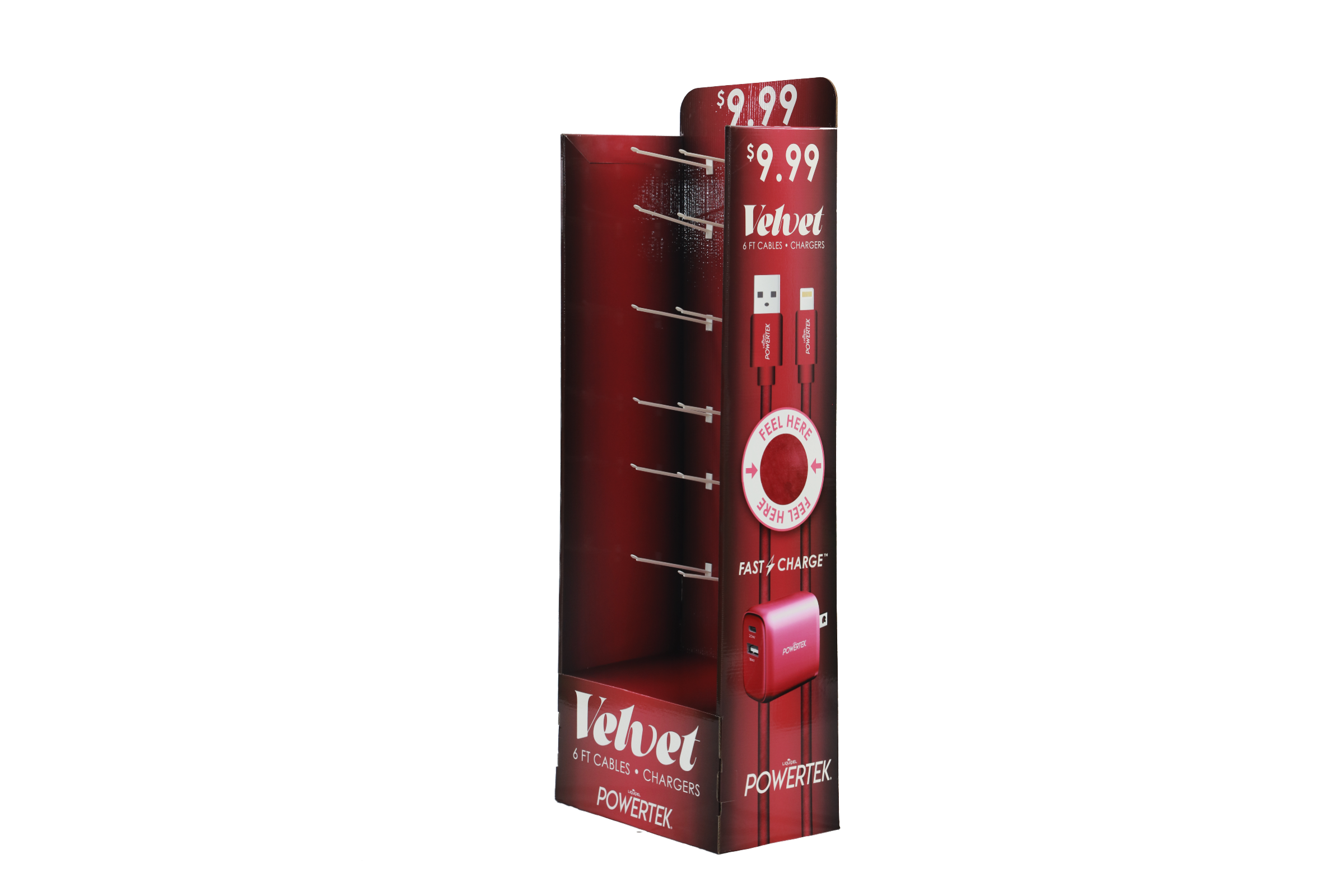 Velvet Fast-Charge Cable Hook Display Rack