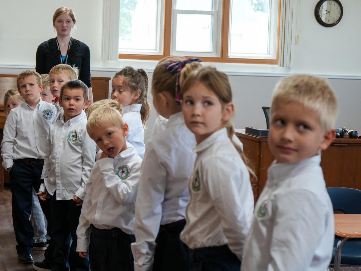 Students at Christ Community Lutheran School, Almena, WI.